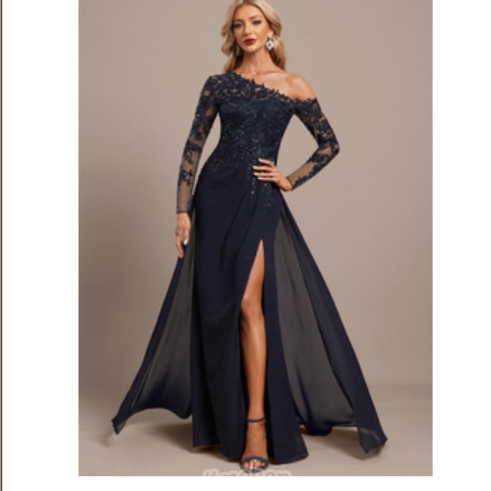 JJ House Black Lace Evening Gown